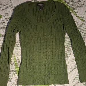 Eddie Bauer Olive Scoop Neck Sweater